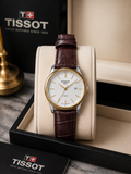 Tissot 1853 Classic Quartz Watch | White Dial | Brown Leather Strap | Premium Men's Dress Watch