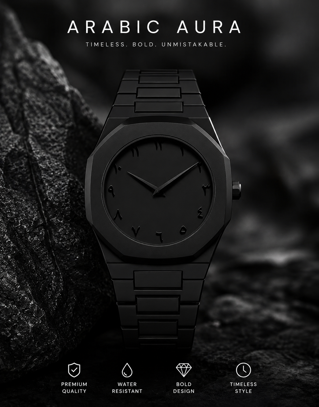 Black Arabic Numeral Luxury Watch
