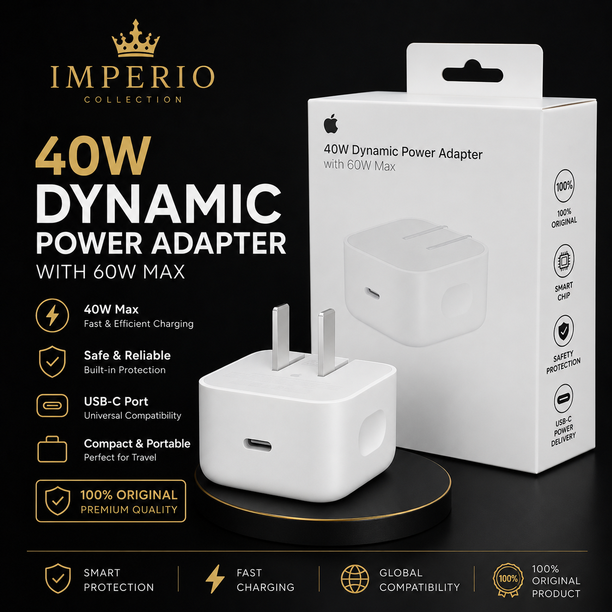 Apple 40W Dynamic Power Adapter USB-C | Fast Charging | 100% Original | I