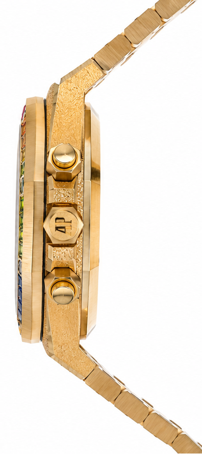 Audemars Piguet Royal Oak Automatic Chronograph “Rainbow Bezel” – Frosted Gold Edition